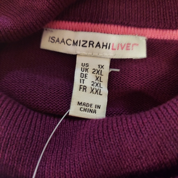 NWOT Issac Mizrahi live turtleneck scalloped light weight sweater size 1X - Picture 4 of 11